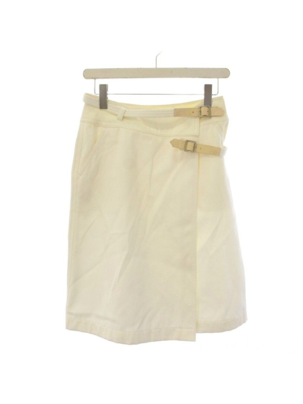 Chanel Wrap Skirt Knee Length Denim 34 White